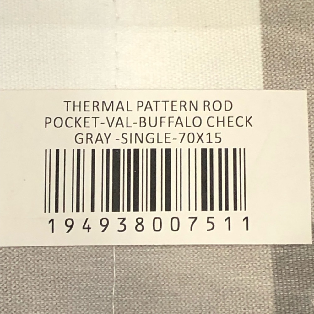 Gray Buffalo Check Curtain Valance Rod Pocket Country Farmhouse Plaid 70x15 NEW - Picture 3 of 5